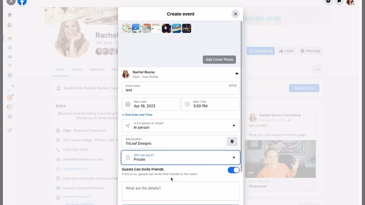How do I change event settings on Facebook?