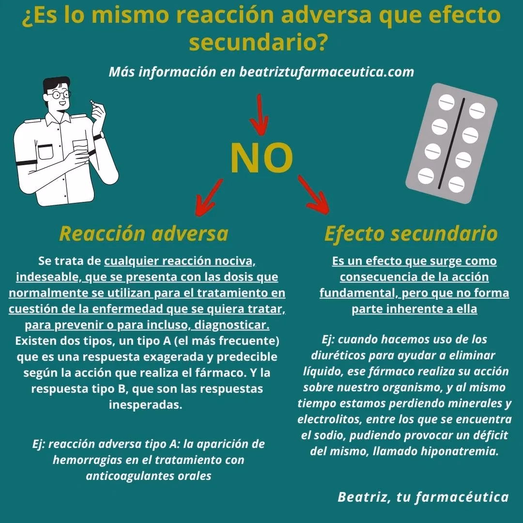 ¿Cuál es la diferencia entre un evento adverso y una reacción adversa?