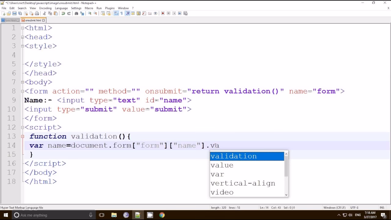 What is submit event in JS?