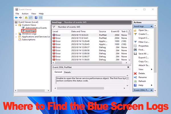 What is the event ID for blue screen?