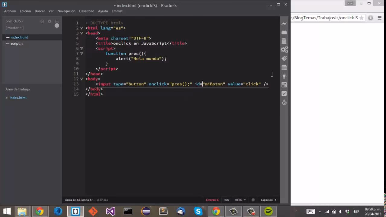 ¿Cómo funciona el evento onclick en HTML?