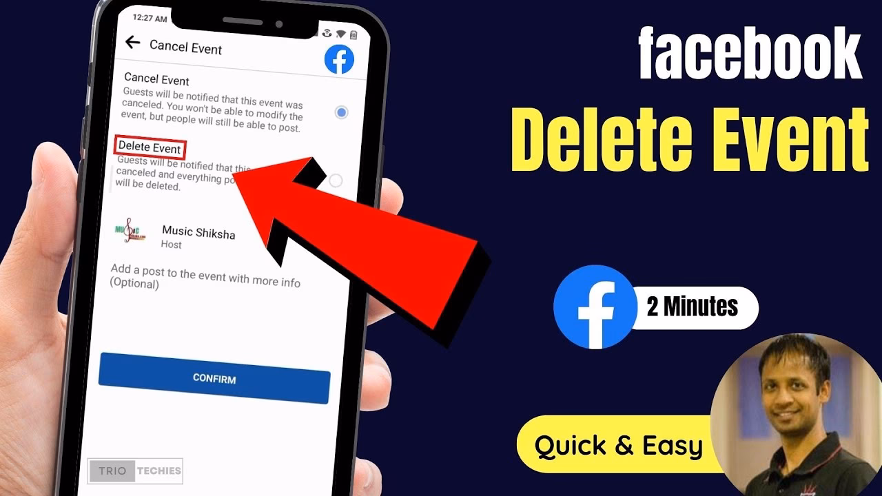 Where is the cancel/delete button on Facebook?