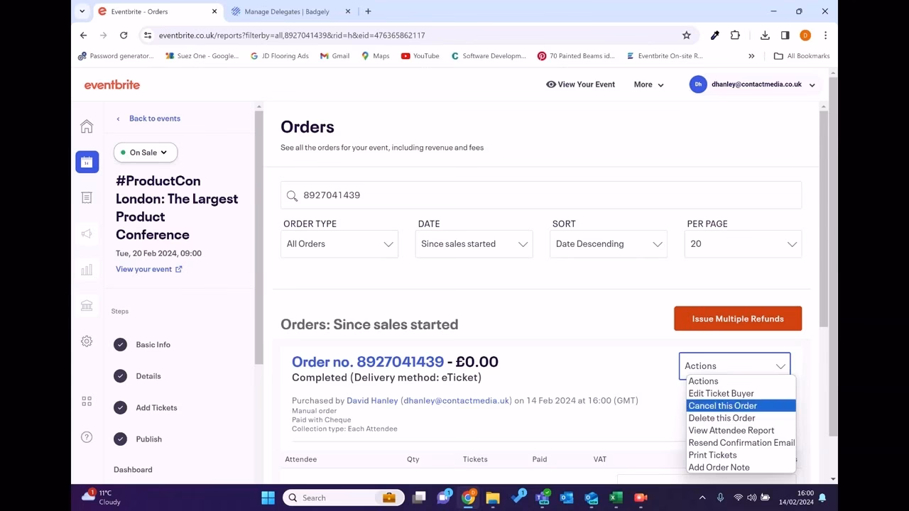 What is the API limit for Eventbrite?