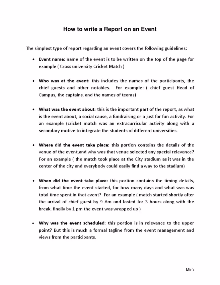 How do you write a summary of an event?