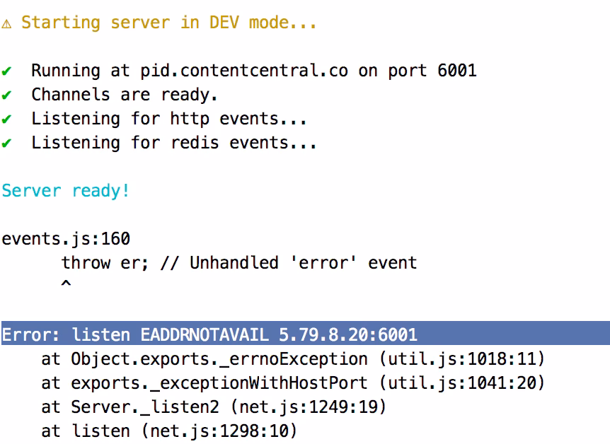 How to resolve unhandled exceptions in node?